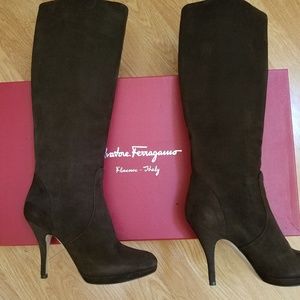 Salvator Ferragamo suede boots. Almost New!!